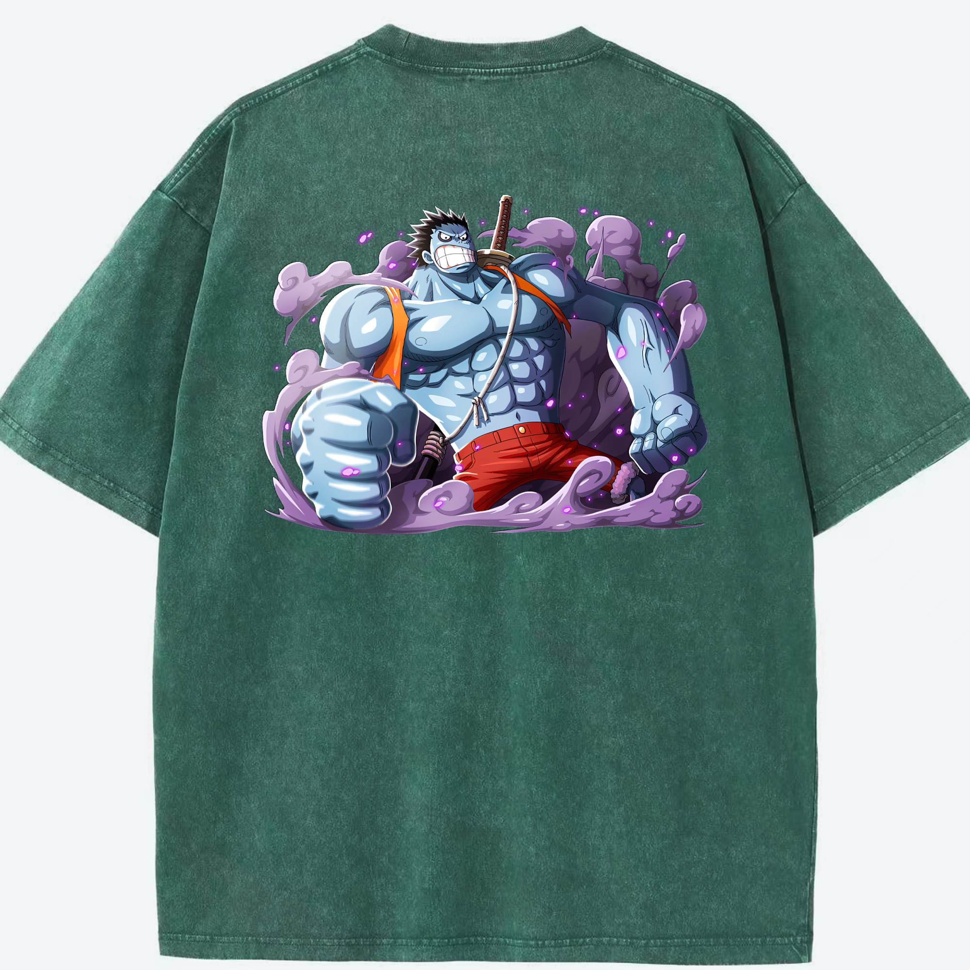 ワンピース モンキー・D・ルフィ ONE PIECE Monkey D. Luffy 綿100% ヴィンテージ風 半袖Tシャツ（背面プリント）